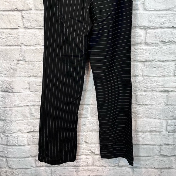 Norma Kamali size 4 Pin Stripe Raw Edge Wide Leg Hook & Loop Closure Trousers - Picture 5 of 10